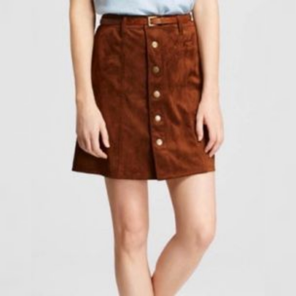 Mossimo Button Front Suede Mini Skirt